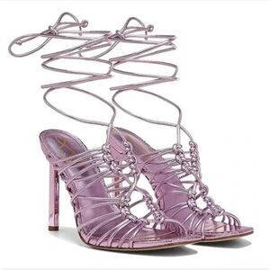 Sam‎ Edelman Lylah, Lilac Metallic, Strappy Heel, Size 7M, EUC